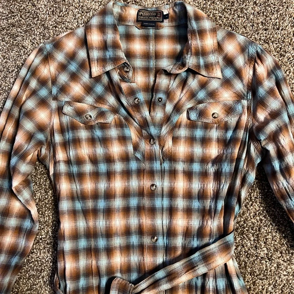 Plaid Button-Up Dress - Picture 3 of 10